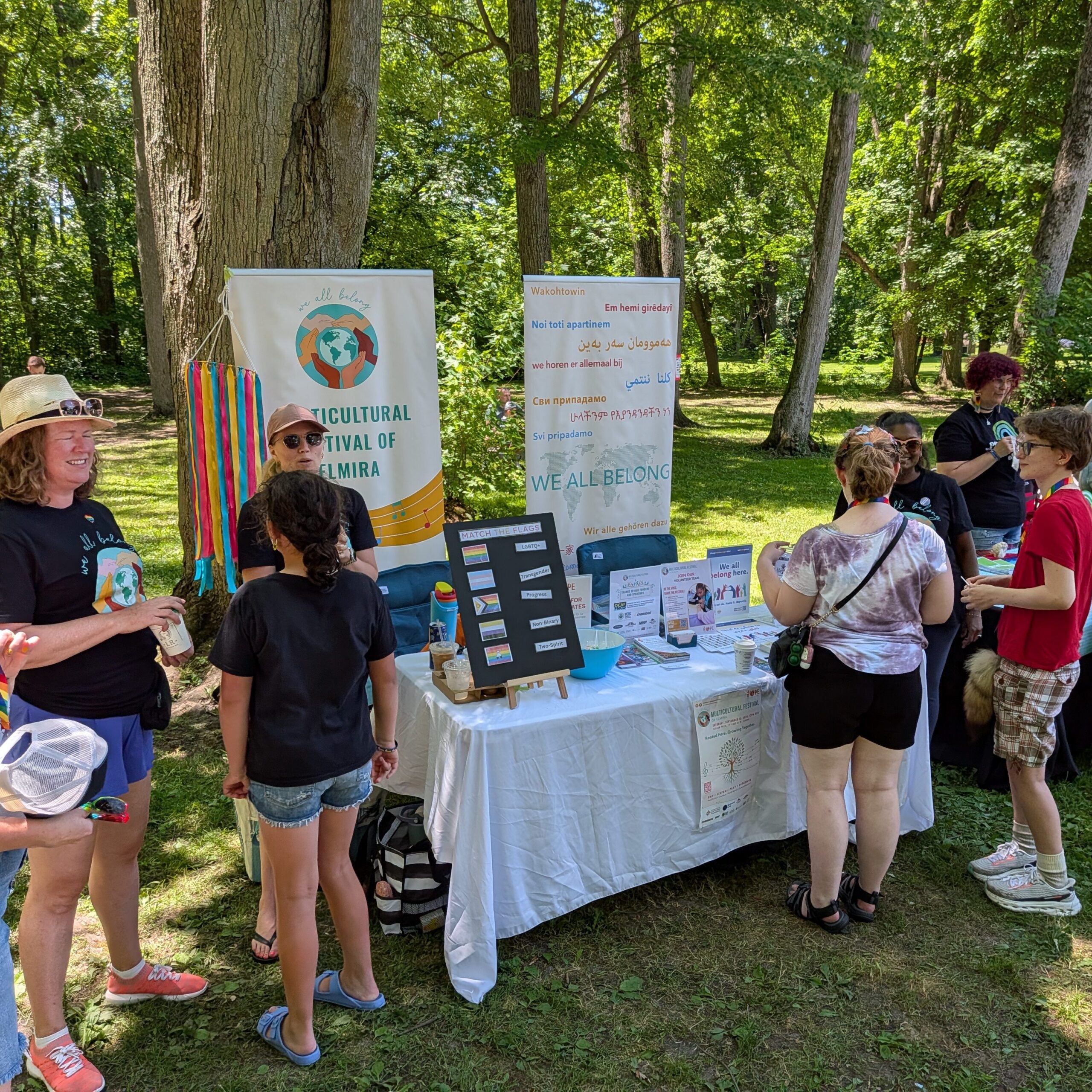 MFE Booth at Woolwich Pride Festival - people at the MFE booth