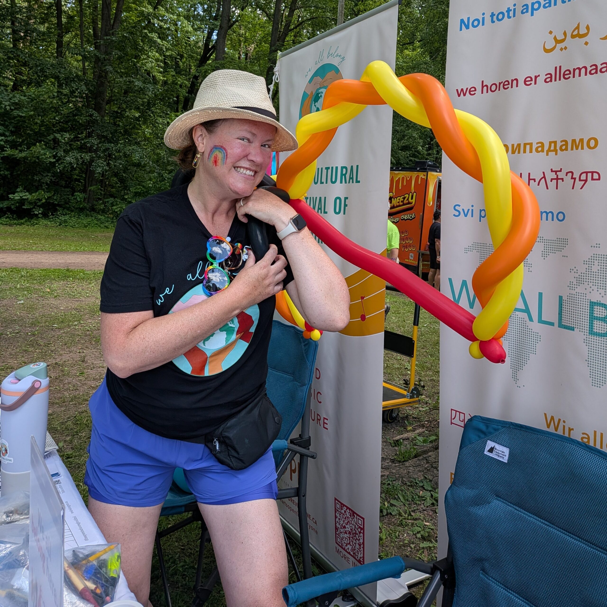 MFE Booth at Woolwich Pride Festival -Ashley with a balloon animal